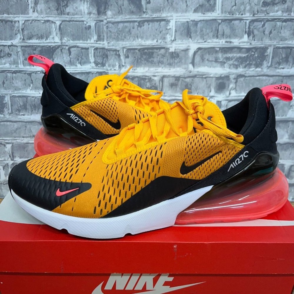 Nike Air Maz 270 Tiger Black University Gold Hot Punch AH8050-004 Mens Size 13
